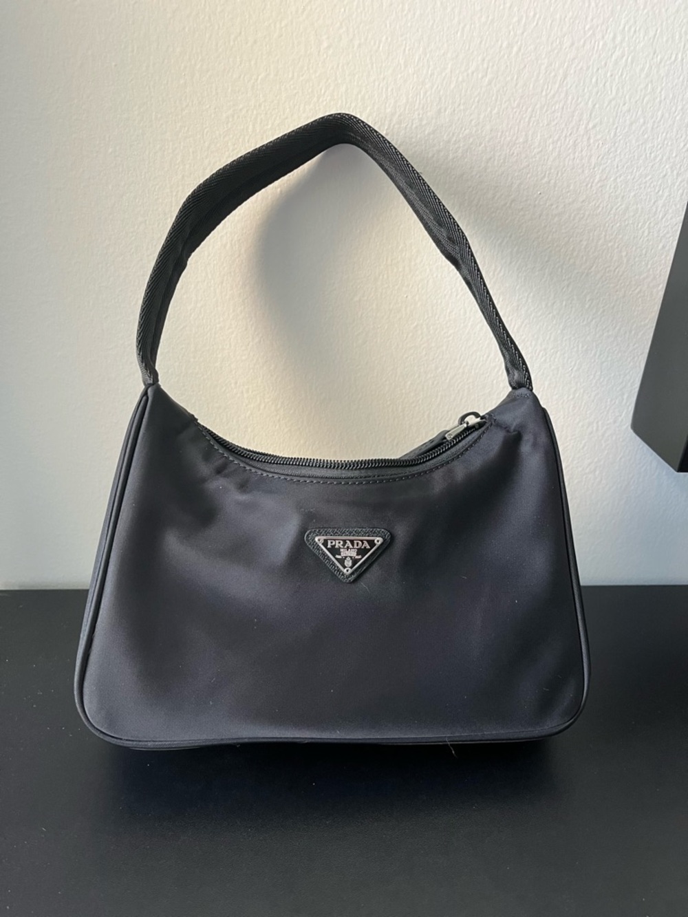 Prada Black Nylon Shoulder Hobo Bag